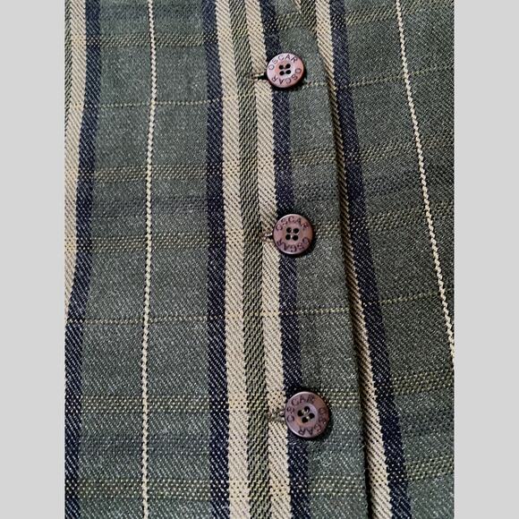 OSCAR DE LA RENTA BASICS PLAID JACKET BLAZER • 44 GREEN FALL - Picture 3 of 5